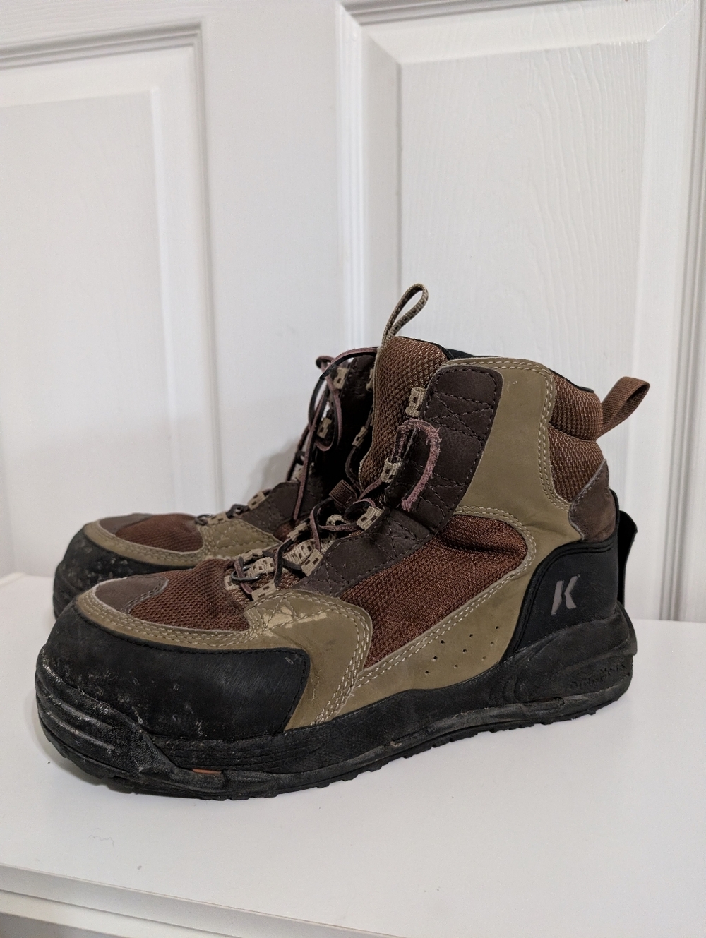 Korkers Redside Mens Boots FB3310 Wading Brown Slip Resistant Lace Up Size 11